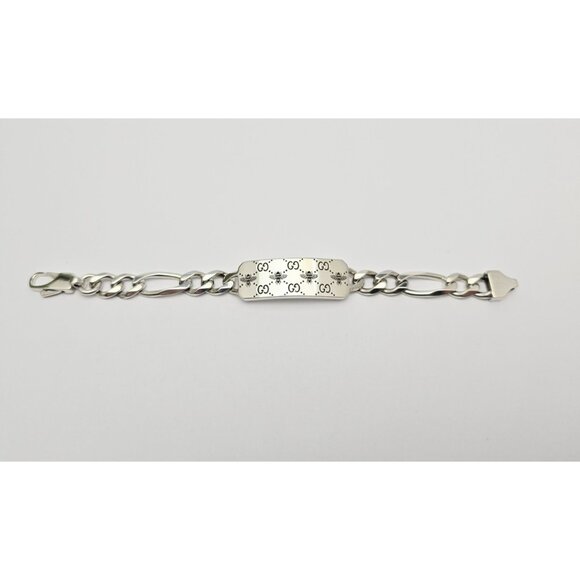 Gucci Sterling Silver 925 Signature Bee Motif and GG Link ID Bracelet Size 6.75" - Picture 7 of 16